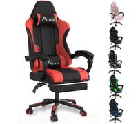 Alivio Ergonomic Gaming Chair With Massage Lumbar Cushion (Red)