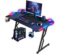 Alivio Ergonomic LED Gaming Desk with Wireless Lighting in Black Alivio Black