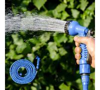 Alivio Expandable Garden Hose Pipe 75ft, 7 Spray Functions, Spray Gun & Connectors, Lightweight Heavy Duty & Easy Storage (Blue)