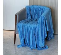 Alivio Faux Fur Mink Throw Luxury Super Soft Plain Bed Sofa Settee Throw Blanket - Medium Ocean Blue