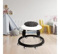 Alivio Foldable Baby Walker with 9-Level Height Adjustment, Wide Base Design, 360° Protection, Easy Folding & Storage Activity Walker for Babies 6-18 Months (Black & White)