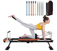 Alivio Foldable Full Body Pilates Reformer Machine for Home Gym 440 LBS in Black | Size: 1-2 Alivio Black 1-2