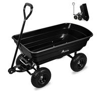Alivio Garden Tipping Wheelbarrow Cart 75L, 10in Pneumatic Wheels Heavy Duty Wheelbarrow Trolley Easy Transport, 250kg Capacity Swivel Handle Wagon Cart for Outdoor, Patio, Tools, Waste Material