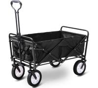 Alivio Heavy Duty Folding Wagon Cart Trolley with Adjustable Handle (Black) in Black Alivio Black