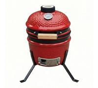 Alivio Kamado 13" Ceramic Mini BBQ Grill Smoker Egg Charcoal Cooking Oven, Portable Oven and Smoker with Stand (Red)