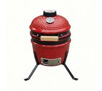 Alivio Kamado 13" Ceramic Mini BBQ Grill Smoker Egg Charcoal Cooking Oven, Portable Oven and Smoker with Stand (Red)