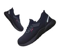 Alivio Lightweight Safety Shoes Breathable Toe Cap, Safety Trainers Men Women Non-Slip Puncture Proof Prevent Sharp Objects (Navy Blue, 9)