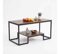 Alivio Modern Coffee Table with Metal Frame & Storage Shelves in Brown Alivio Brown