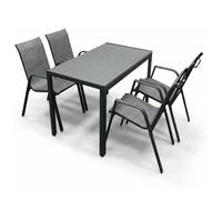 Alivio Outdoor Patio Dining Table Set with 4 Chairs - Modern Metal Garden Furniture for Balcony, Backyard & Terrace in Grey Alivio Grey