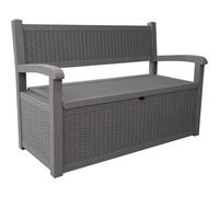 Alivio Outdoor Storage Bench 265L, UV Resistant Plastic Deck Box with Seating, Armrests & Lockable Storage (Grey)