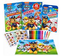 Alivio Paw Patrol 3 Piece Activity Set, Colour By Numbers Travel Pack, Colouring & Activity Pack With Pens & Sticker Book