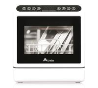 Alivio Portable Countertop Dishwasher with 6L Water Tank - Dual Water Supply High-Temp Sanitizing & Hot Air Dry for 3-4 People (White)
