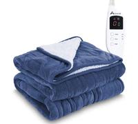 Alivio Premium Electric Heated Blanket with 7 Heat Levels & 9 Timer Modes in Dark Navy | Size: 130 cm x160 cm Alivio Dark Navy 130 cm x160 cm