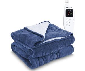 Alivio Premium Electric Heated Blanket with 7 Heat Levels & 9 Timer Modes in Dark Navy | Size: 130 cm x160 cm Alivio Dark Navy 130 cm x160 cm