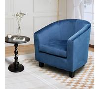 Alivio Premium Velvet Comfy & Ergonomic Fabric Tub Chair Soft Foam Cushion in Blue Alivio Blue