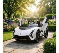 Alivio Remote Control Lamborghini Kids Electric Ride On Car 12V in White | Size: 1 Seater Alivio White 1 Seater