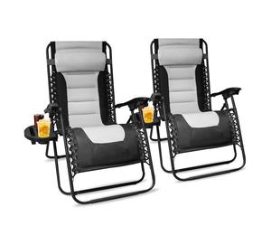 Alivio Set of 2 Extra Wide Zero Gravity Chair With Padded Cushion