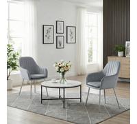 Alivio Set Of 2 Upholstered Velvet Dining Arm Chairs With Removable Cushion (Grey)