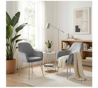 Alivio Set of 2 Upholstered Velvet Dining Arm Chairs with Removable Cushion in Grey Alivio Grey