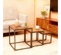 Alivio Space-Saving Nesting Coffee Table Set for Home & Office (3 Pc ) in Brown Alivio Brown