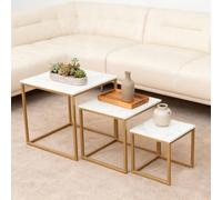 Alivio Space-Saving Nesting Coffee Table Set for Home & Office (3 Pc ) in White Alivio White