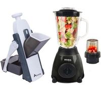 Alivio Vegetable Chopper 4 Cutting Modes Spring Slicer With Bistro Chef 2-In-1 Mixer Blender (2Pc Set, Black & Grey)