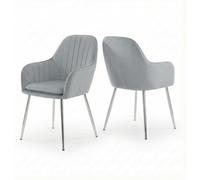 Alivio Velvet Accent Arm Chairs with Metal Legs (Pack of 2,Grey)