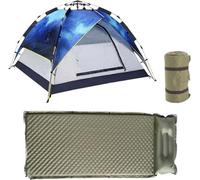 Alivio Weather Resistant Camping Tent 2 To 3 People With Inflatable Self Inflation 1.5In (Blue & Green, Pack Of 2)