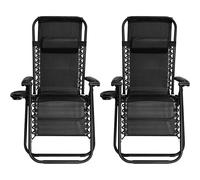 Alivio Zero Gravity Chair Sunloungers with Mobile Cup Holder (Black)