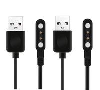 Aliwisdom [2 Pack] Universal Smart Watch Charger Magnetic 4mm, Smartwatch Accessories USB Cable 2 Pin Magnetic Replacement Charger Compatible Cable Contact pin spacing 3.8mm - 4.2mm