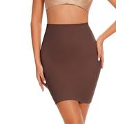 AliyaFeng High Waist Body Shaper Skirt for Under Dresses Women Tummy Control Half Slip Shapewear Seamless Body Shaping Dress, Brown, S