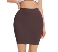 AliyaFeng Shapewear Half Slip for Women Tummy Control High Waist Body Shaper Skirt Seamless Half Slip for Shaping Underwear, Brown, Large
