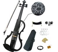 Aliyes Full Size 4/4 Art Flowers Solid Wood Intermediate-B Electric Violin/Silent Black Violin Kit With Case, Bow, Rosin, Earphone, Shoulder Rest, Strings (Sdds-1306)