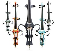 Aliyes Handmade Professional Solid Wood Electric Cello 4/4 Full Size Silent Electric Cello-Black&White Flowers