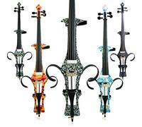 Aliyes Handmade Professional Solid Wood Electric Cello 4/4 Full Size Silent Electric Cello-White&Black Flowers