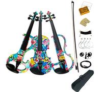 Aliyes Wood Electric Violin Full Size 4/4 Advanced Intermediate Electric Silent Bright leaves&flowers Violin Kit With Case,Bow,Rosin,headphones,Shoulder Rest,Strings(ALDSG-1002)