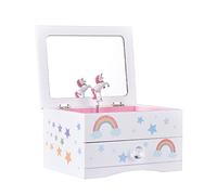Aliz Unicorn Music Jewelry Box for Girls - Wooden Jewelry Storage Box with Glittery Unicorn Designs - Charming Room Decor and Childhood Memories Keepsake Box for Girls and Teens (Pink Unicorn)