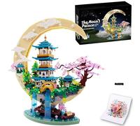 Alizdd Chinese Moon Palace Micro Building Blocks Set（4288 PCS），Cherry Blossom Bonsai Tree Building Set for Adults Teens，Mini Japanese Sakura Tree House Architecture Model Bricks, Creative Gift for 14+