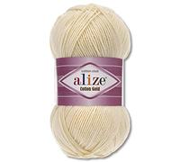 Alize 100 g Cotton Gold Premium Wool in 59 Colours, Summer Wool, Yarn, Knitting, Amigurumi (01 | Cream)