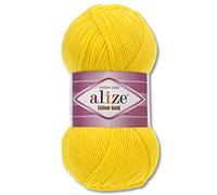 Alize 100 g Cotton Gold Premium Wool in 59 Colours, Summer Wool, Yarn, Knitting, Amigurumi (110 | Sun Yellow)