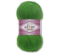 Alize 100 g Cotton Gold Premium Wool in 59 Colours, Summer Wool, Yarn, Knitting, Amigurumi (126 | Grass Green)
