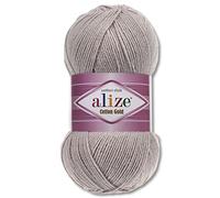 Alize 100 g Cotton Gold Premium Wool in 59 Colours, Summer Wool, Yarn, Knitting, Amigurumi (200 | Grey)