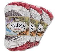 Alize 3 x 100 g Burcum Batik Premium Wool 100% Acrylic 29 Colours Gradient Accents (1984)