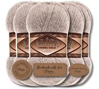 Alize 5 x 100 g Angora Gold Simli with Glitter Turkish Premium Wool Made of Virgin Wool Acrylic Plain Hand Knitting Yarn Yarn Knitting Yarn Baby Wool for Crochet Knitting (Light Mink, 541)