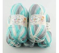 Alize 5 x 100 g Baby Wool Baby Best Batik with 10% Bamboo 500 g Wool with Colour Gradient Multicoloured (7264)
