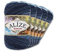 Alize 5 x 100 g Balls of Burcum Batik Premium Wool, 100% Acrylic, 29 Colours, Colour Gradient Accents, Crochet Knitting, Clothing (1899)