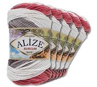 Alize 5 x 100 g Balls of Burcum Batik Premium Wool, 100% Acrylic, 29 Colours, Colour Gradient Accents, Crochet Knitting, Clothing (1984)