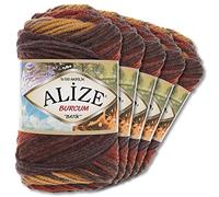 Alize 5 x 100 g Balls of Burcum Batik Premium Wool, 100% Acrylic, 29 Colours, Colour Gradient Accents, Crochet Knitting, Clothing (3379)