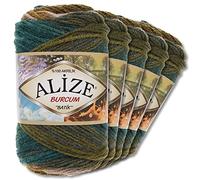 Alize 5 x 100 g Balls of Burcum Batik Premium Wool, 100% Acrylic, 29 Colours, Colour Gradient Accents, Crochet Knitting, Clothing (4684)
