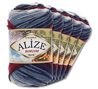 Alize 5 x 100 g Balls of Burcum Batik Premium Wool, 100% Acrylic, 29 Colours, Colour Gradient Accents, Crochet Knitting, Clothing (2978)